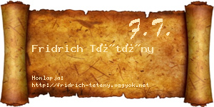 Fridrich Tétény névjegykártya